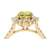 Oval Scalloped Halo Engagement Ring Setting for a Fancy Yellow Lab-Grown Diamond | Single Row Pave | Yellow Gold