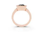 Round Vintage Milgrain Halo Engagement Ring Setting for a Black Center | Pavé Band | Rose Gold