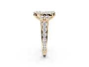Radiant Cut Halo Side Cluster Engagement Ring Setting | Graduated Channel Band | Yellow Gold