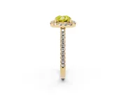 Cushion Cut Pave Halo Engagement Ring Setting for a Fancy Yellow Lab-Grown Diamond | Pave Band | Yellow Gold