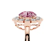 Round Scalloped Cluster Halo Engagement Ring Setting for a Fancy Pink Lab-Grown Diamond | Plain Band | Rose Gold