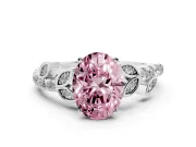 Oval Leaf Pavé Engagement Ring Setting for a Fancy Pink Lab-Grown Diamond | Sterling Silver