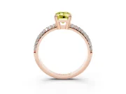 Emerald Cut Three Row Pave Engagement Ring Setting for a Fancy Yellow Lab-Grown Diamond | Rose Gold