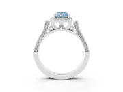 Pear-Shaped Halo Engagement Ring Setting for a Fancy Blue Lab-Grown Diamond | Pavé Panel Shoulders | Platinum