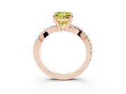 Fancy Yellow Princess Cut Diamond Twist Band Solitaire Set in Rose gold with Pavé Accents and Prong Setting