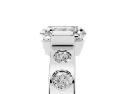 Emerald Cut Tension Style Engagement Ring Setting | Flush Set Accents | Platinum