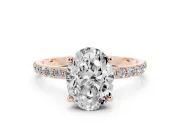 10 Carat Oval Lab-Grown Diamond Solitaire Engagement Ring | Pavé Shoulders | Rose Gold