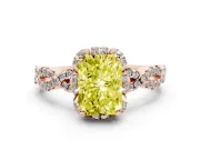 Radiant Cut Milgrain Halo Engagement Ring Setting for a Fancy Yellow Lab-Grown Diamond | Graduated Shoulders | Rose Gold