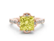 Princess Cut Floral Petal Engagement Ring Setting for a Fancy Yellow Lab-Grown Diamond | Petal Accents | Rose Gold