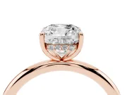 Cushion Cut Diamond Solitaire Ring Set in Rose gold with Thin Band and Prong Setting