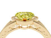 Heart-Shaped Milgrain Halo Engagement Ring Setting for a Fancy Yellow Lab-Grown Diamond | Split Shank | Yellow Gold