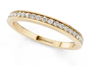 Round Lab-Grown Diamond Low Profile Pavé Wedding Band | Three-Quarter Eternity | Yellow Gold