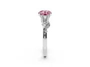Round Leaf Solitaire Engagement Ring Setting for a Fancy Pink Lab-Grown Diamond | Sterling Silver