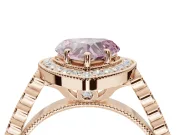 Heart-Shaped Graduated Milgrain Halo Engagement Ring Setting for a Fancy Pink Lab-Grown Diamond | Rose Gold