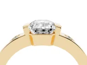 Emerald Cut Tension Style Engagement Ring Setting | Flush Set Accents | Yellow Gold