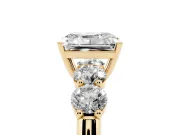 Radiant Cut Five Stone Engagement Ring Setting | Prong Set Side Stones | Yellow Gold