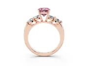 Cushion Cut Five Stone Engagement Ring Setting for a Fancy Pink Lab-Grown Diamond | Prong Set Side Stones | Rose Gold