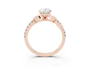Oval Leaf Pavé Engagement Ring Setting | Leaf Motif Shoulders | Rose Gold