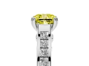 Cushion Cut Channel Engagement Ring Setting for a Fancy Yellow Lab-Grown Diamond | White Gold - Design NV-24671