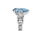 Pear-Shaped Three Stone Engagement Ring Setting for a Fancy Blue Lab-Grown Diamond | Pavé Band | Sterling Silver