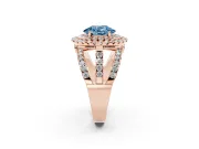 Oval Double Halo Split Shank Engagement Ring Setting for a Fancy Blue Lab-Grown Diamond | Pave Strands | Rose Gold