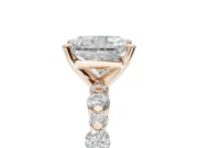 Radiant Cut Pavé Solitaire Engagement Ring Setting | Alternating Accents | Rose Gold