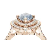 Fancy Blue Marquise Lab-Grown Diamond Double Halo Statement Ring Set in Rose Gold with Pavé Band