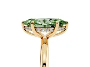 Fancy Green Marquise Cut Diamond Solitaire Ring Set in Yellow gold with Thin Band and Prong Setting