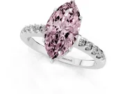 Marquise Hidden Halo Solitaire Engagement Ring Setting for a Fancy Pink Lab-Grown Diamond | Shared Prong Band | Platinum