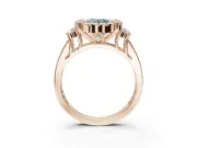 Round Halo Engagement Ring Setting for a Fancy Blue Lab-Grown Diamond | Side Clusters | Rose Gold