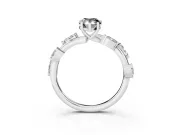 Pear-Shaped Twisted Vine Engagement Ring Setting for a Black Center | Marquise Leaves | White Gold