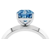 Fancy Blue Cushion Cut Diamond Solitaire Engagement Ring Set in White gold with Flat Band and Prong Setting