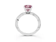 Princess Cut Twisted Engagement Ring Setting for a Fancy Pink Lab-Grown Diamond | Beaded Twist | White Gold