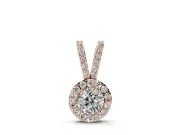 Round Lab-Grown Diamond Halo Pendant Necklace | Pavé Split Bail | Rose Gold