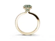 Round Hidden Halo Engagement Ring Setting for a Fancy Green Lab-Grown Diamond | Pavé Band | Yellow Gold