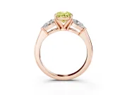 Oval Three-Stone Ring Setting for a Fancy Yellow Lab-Grown Diamond | Pear Side Stones | Rose Gold
