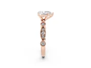 Pear-Shaped Vintage Milgrain Solitaire Engagement Ring Setting | Bezel Accents | Rose Gold