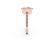 Round Milgrain Halo Engagement Ring Setting | Pave Band | Rose Gold
