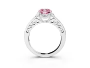 Cushion Cut Floral Pavé Engagement Ring Setting for a Fancy Pink Lab-Grown Diamond | White Gold