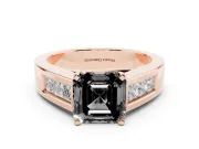 Asscher Cut Channel-Set Engagement Ring Setting for a Black Center | Wide Band | Rose Gold
