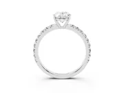 Oval Pave Engagement Ring Setting | Shared Prong Band | Platinum