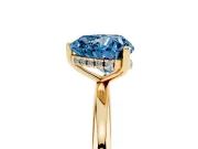 Heart-Shaped Hidden Halo Engagement Ring Setting for a Fancy Blue Lab-Grown Diamond | Plain Band | Yellow Gold