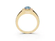 Marquise Pave Halo Engagement Ring Setting for a Fancy Blue Lab-Grown Diamond | Pave Band | Yellow Gold