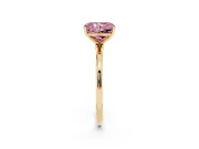 Fancy Pink Radiant Cut Diamond Solitaire Engagement Ring Set in Yellow gold with Thin Band and Prong Setting