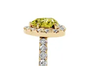 Heart-Shaped Halo Engagement Ring Setting for a Fancy Yellow Lab-Grown Diamond | Single Row Pavé Band | Yellow Gold