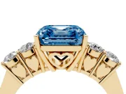 Asscher Cut 5 Stone Engagement Ring Setting for a Fancy Blue Lab-Grown Diamond | Yellow Gold