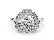 Heart-Shaped Scalloped Cluster Halo Engagement Ring Setting | Plain Band | White Gold