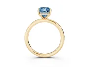 Fancy Blue Princess Cut Diamond Solitaire Ring Set in Yellow gold with Thin Band and Prong Setting
