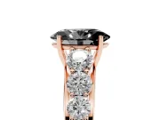 Oval Graduated Side Stone Engagement Ring Setting for a Black Center | Flat Top Band | Rose Gold