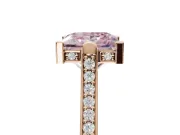 Princess Cut Vintage Cathedral Engagement Ring Setting for a Fancy Pink Lab-Grown Diamond | Carved Band | Rose Gold